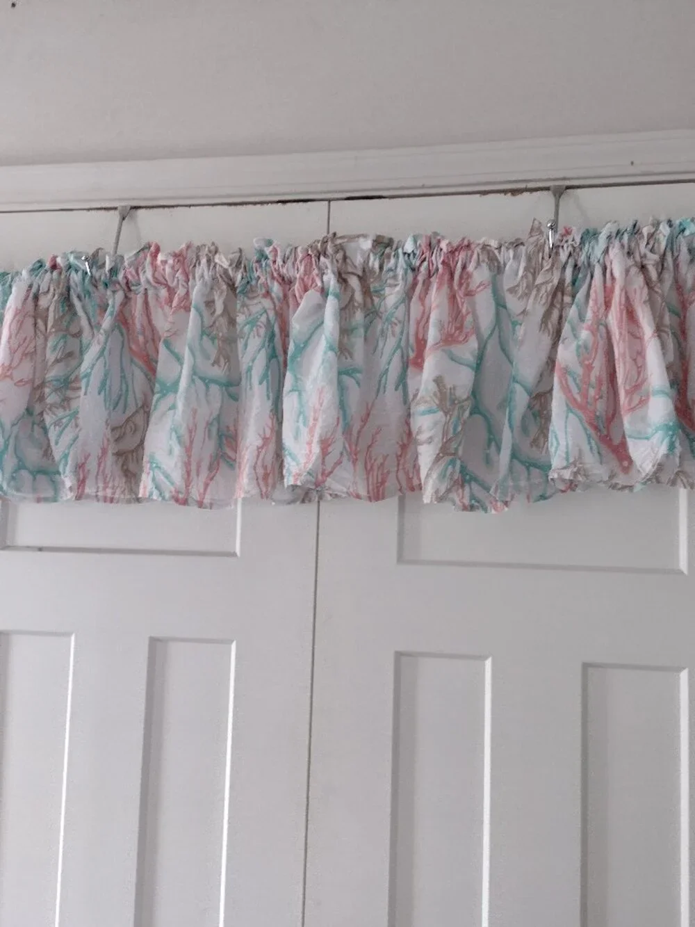 Set of 3 Nautical Valances of Multicolor Coral on a White Background